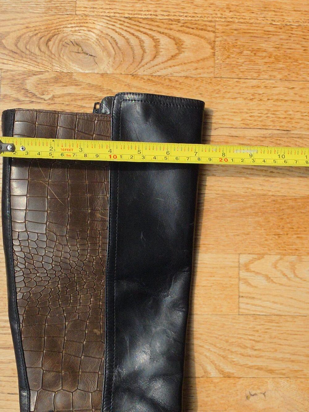 (9) NAPOLEONI Knee-High Leather Crocodile Black Brown Boots Fall Luxury Classic - Picture 7 of 10